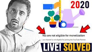 you Are Not Eligible For monetization Solved Live Proof 2020 | Youtube Monetization Disabled Solved