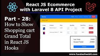 ReactJS Ecom Part 28: How to show shopping cart Grand Total in React JS Hooks