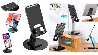 BROLAVIYA Desktop Mobile Phone,Tablet Stand Holder, 360 Degree Rotating Metal Base