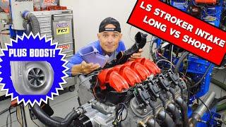 SUPERCHARGED 408 LS STROKER INTAKE TEST (LONG VS SHORT)-NA AND BOOSTED