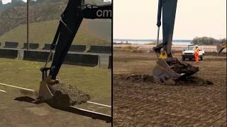 Simulated excavator vs. real world excavator