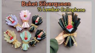 Membuat Buket Coklat Silverqueen Dengan Setengah Lembar Cellophane | Tutorial Buket Coklat Mini