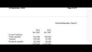 PREPARATION OF A STATEMENT OF CASH FLOWS - CPA PAPER 7 - SEPT 2022