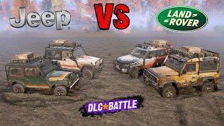 SnowRunner JEEP vs LAND ROVER - Paid DLC Battle | Renegade vs Wrangler vs Defender 90 vs 110