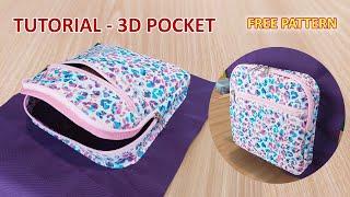 Sewing 3D pocket - How to sew backpack's pocket - Cara menjahit kantong ransel