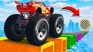 CAN MONSTER TRUCK LIGHTNING MCQUEEN CROSS A BROKEN ROAD IN GTA 5? EXPERIMENT IN GTA 5!