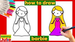 How to draw a cute kawaii BARBIE | Preschool drawing | Nanny Julie