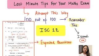 Expected questions + Attempt Maths Question Paper THIS WAY* | I scored 100 in ISC 12 Boards #isc