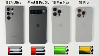 Battery Life Comparison- iPhone 16 Pro/ Pro Max vs S24 Ultra vs Pixel 9 Pro XL