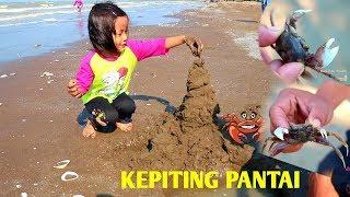 PERTAMA kali Ke Pantai BERMAIN air, pasir dan MENCARI KEPITING