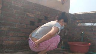 Cleaning Naturally Village Life |  Chat ki safai ghar saf kiya| Daily Routine Life | Desi Hot Vlog