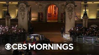 Queen Elizabeth II's gun carriage procession led by King Charles III