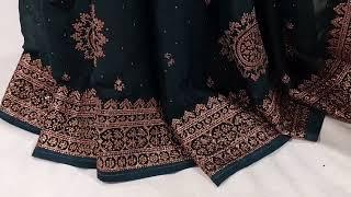 dark green party wear saree||saree dressing with blouse #sarevlog