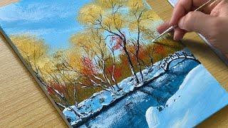 Winter Scenery Painting / Acrylic Painting for Beginners