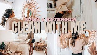 CLEAN WITH ME | satisfying room & bathroom cleaning vlog, productive and motivational!