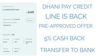 Dhani pay credit line pre approved offer