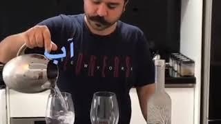 Water vs alcohol glass sound (Farsi)