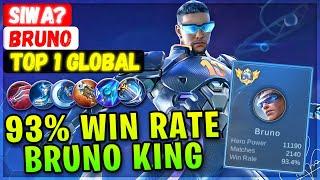 93% Win Rate Bruno King [ Top 1 Global Bruno ] SIWA? - Mobile Legends Gameplay Emblem And Build.