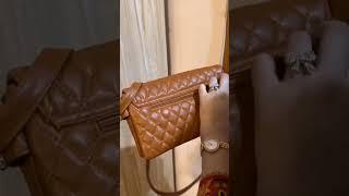 Modeling of our brown leather hang bag #bag #handbags #fashion #chanel #wallet #purse