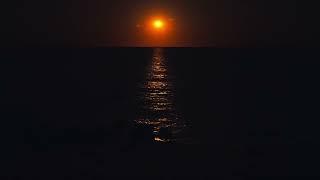 Red Moonlight on the Beach at Night with Calm Ocean Waves | Relaxing ASMR for Deep Sleep | 3H in 4K