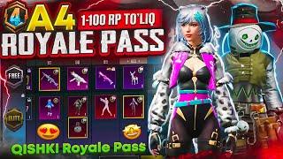  A4 ROYALE PASS TO'LIQ! 1-100 RP HAMMA SKINLARI - QISHKI ROYALE PASS - PUBG MOBILE!!!