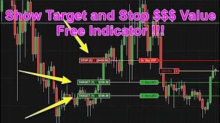 NinjaTrader 8 Display $$$ value in profit target and stop loss tags Free Indicator #ninjatrader8