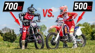 700cc vs 500cc 2 Stroke Dirt Bike Shootout!