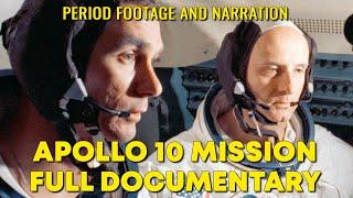 Apollo 10 Full Mission - Historical Narration and Footage, 1969, NASA, Moon, Lunar, HD, AI upscale