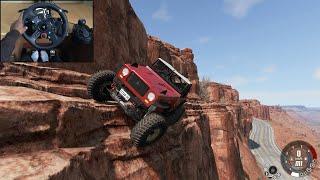 Dangerous offroading along cliff edge | BeamNG.drive | Steering Wheel Gameplay