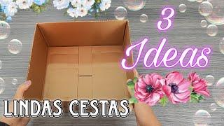  Manualidades FACILES para ORGANIZAR! / 3 LINDAS CESTAS CON RECICLAJE/ IDEAS CON Tubos de cartón