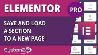 Elementor Pro Save And Load A Section To A New Page 