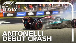 Kimi Antonelli Crashes On FP1 Debut | 2024 Italian Grand Prix