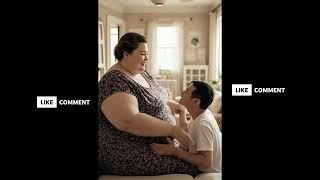 Big fat woman hugging Short tiny man #AI Video #Strongwoman #Plus size woman