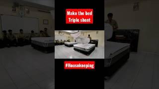 How make the bed "Triple Sheet" #housekeeping #makingbed