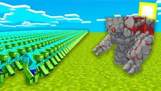 1000 Mutant Zombies vs Giant Redstone Golem in Minecraft...