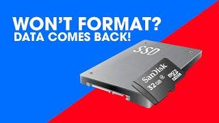 Can't delete files from SSD, SD card fix | SSD or SD card won't format solution.