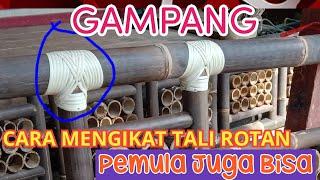 Cara mengikat tali rotan untuk sambungan bambu untuk  gazebo atau pagar dari bambu hitam.