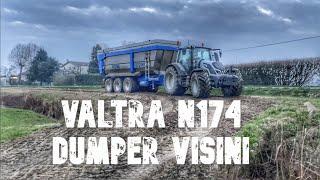 SPOSTAMENTO LETAME con VALTRA N174, DUMPER VISINI e MERLO TF P34.10