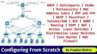 1. Configuring Company's Network From Scratch | #dhcp #vlan #portsecurity #dtp #vtp #rstp #ssh #nat