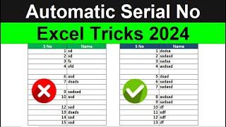 Automatic Serial Number in Excel | Excel Tips & Tricks 2024 #exceltutoring