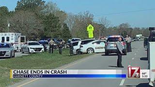 Harnett County chase ends in crash