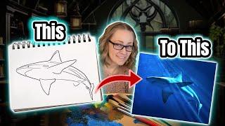 Paint a SHARK with me!  -  acrylic painting tutorial