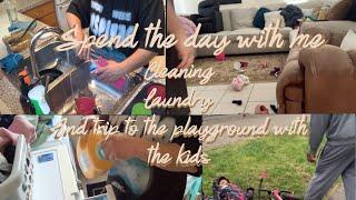 Spend the day with me| Cleaning| Laundry| Walk&Playground with kids