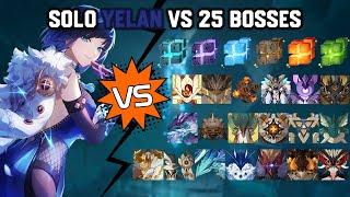 Solo C0R1 Yelan vs 25 Bosses Without Food Buff | Genshin Impact