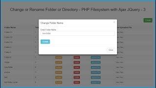 Change or Rename Folder or Directory Name - PHP Filesystem with Ajax JQuery - 3