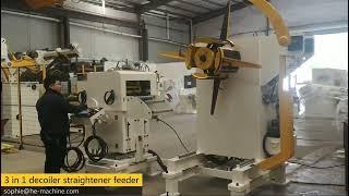 3 in 1 coil feeder machine: decoiler straightener feeder 3 in 1 delivered to Asia