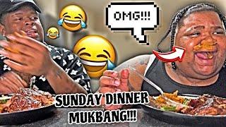 SUNDAY DINNER MUKBANG W/ MY BAE @TeronBihh95 (YALL WONT BELIEVE WHAT HE DID) 