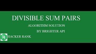 Divisible sum pairs Hackerrank Solution - Java
