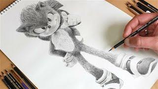 Drawing Sonic the hedgehog - TimeLapse - graphite pencil | Art By Alex