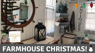 Farmhouse Christmas Home Tour! BATHROOMS WOW/ Beautiful! Rustic Farmhouse/STOCK TANK TUB!